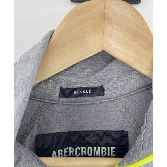 Abercrombie & Fitch Men’s Muscle Track Jacket Activewear Grey Pullover Sz M - Picture 4 of 10